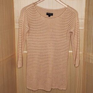 Johnston & Murphy Womens Wide Neck Peach Pink Textured Open Knit Sweater Medium